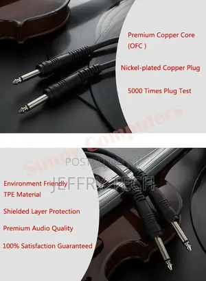6.35mm / 6.5mm Mono Audio Plug Adapter Cable M/M Guitar 5m