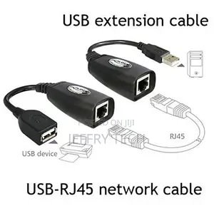 USB 2.0 Extension Ethernet RJ45 Cat5e/6 Cable Adapter Extend