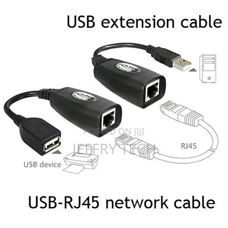 USB 2.0 Extension Ethernet RJ45 Cat5e/6 Cable Adapter Extend
