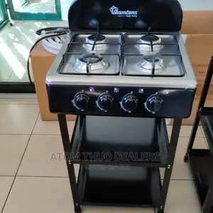 *Ramtons Cooker, 4 Gas Burner With Stand and Shelves 