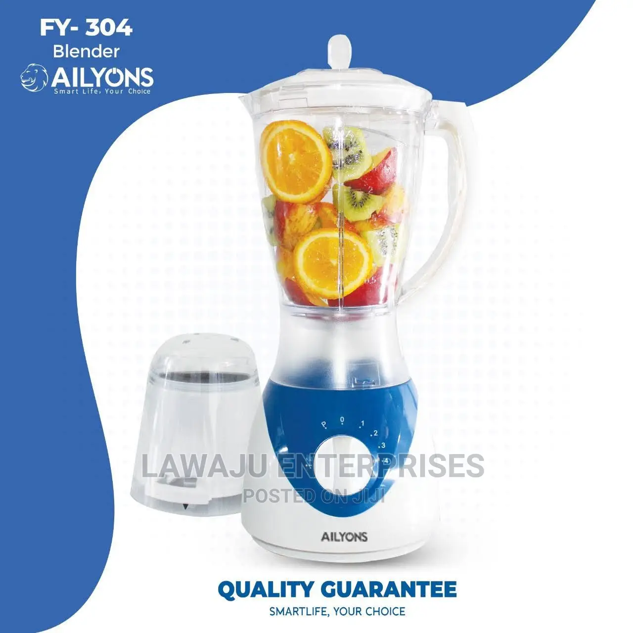 1.5ltrs 2in1 Ailyons Blender(350 Watts, Blue/White, FY-304)