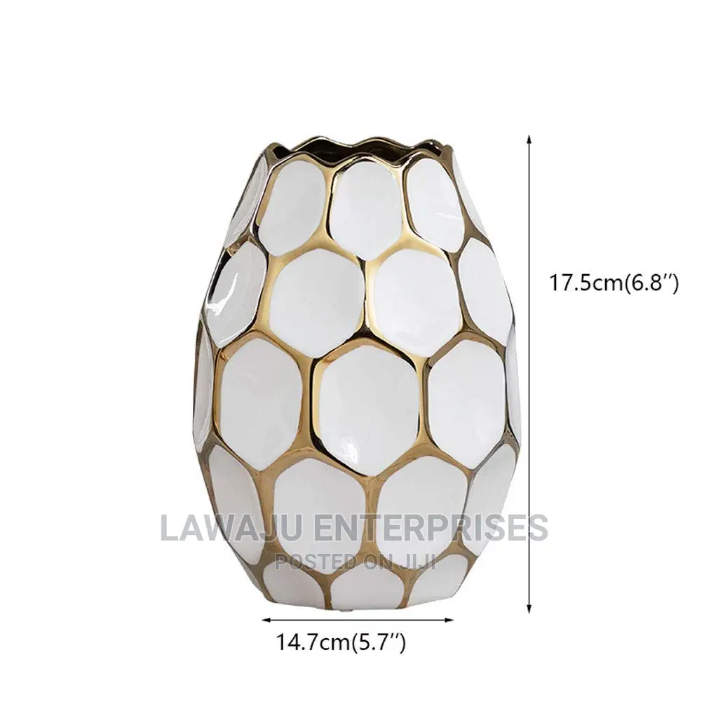 European Style Ceramic Electroplated Golden Diamond Vase