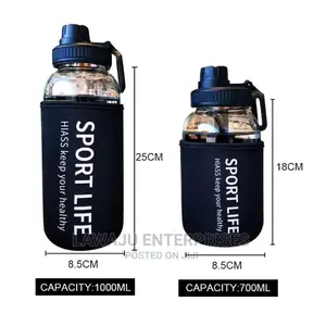 Portable Creative 700ML 1000ML Big Glass Water Bottle