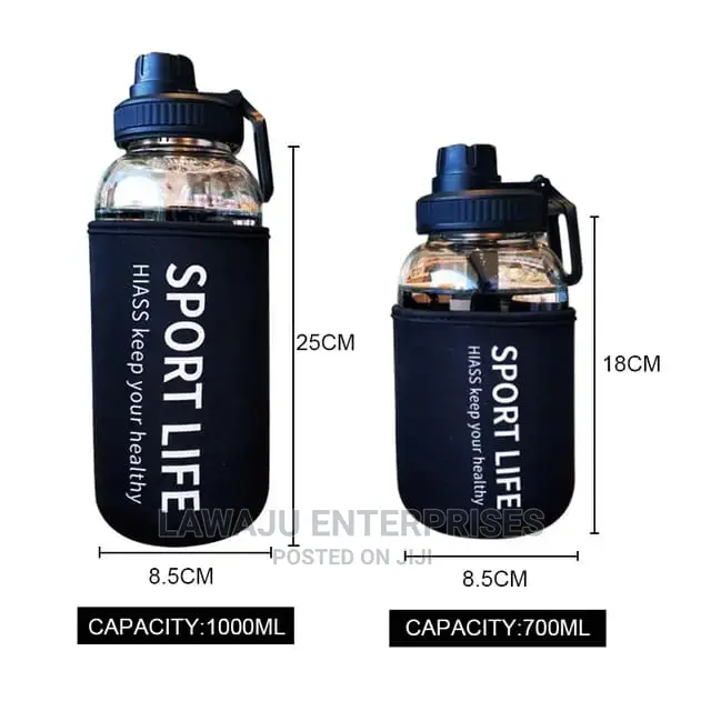 Portable Creative 700ML 1000ML Big Glass Water Bottle