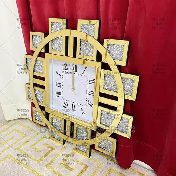 Decorative Mirrored Wall Clock - Gold - thumbnail 2