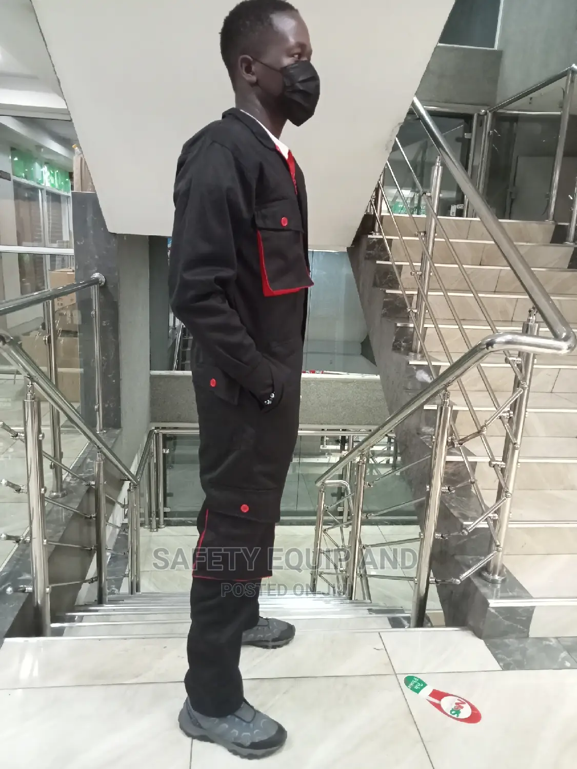 Black/Red Cargo Overalls