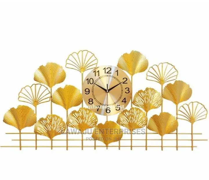 Wrought Iron Leaf Wall Clock (L100cms*W80cms*H50cms)