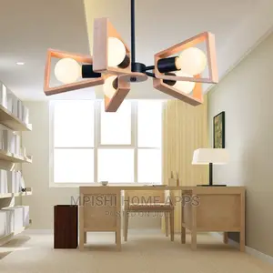 Wood Pendant Light E27×5