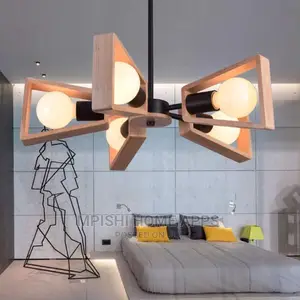 Wood Pendant Light E27×5