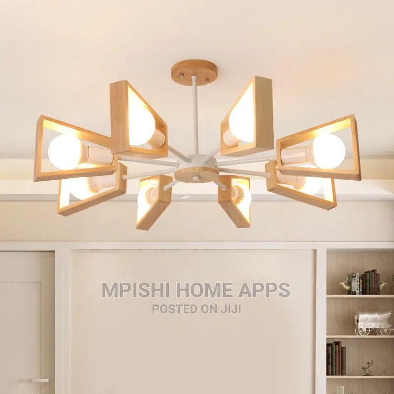 Windmill Wooden Pendant Light E27×8