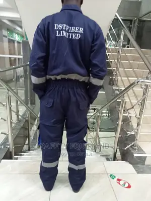 Navy Blue Cargo Overalls With Grey Reflective Strips