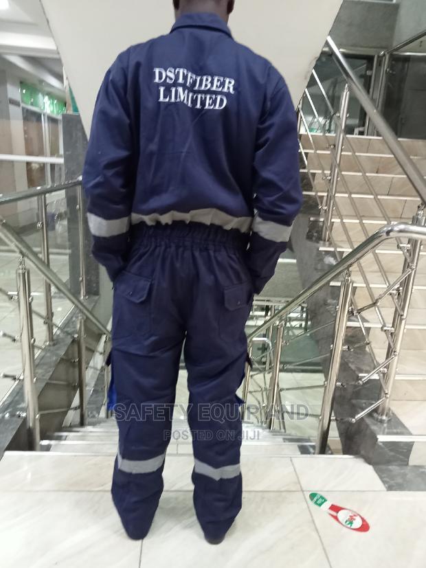 Navy Blue Cargo Overalls With Grey Reflective Strips - thumbnail 3