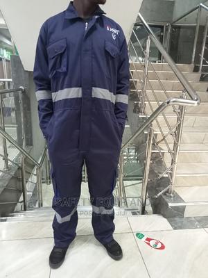 Navy Blue Cargo Overalls With Grey Reflective Strips - thumbnail 2