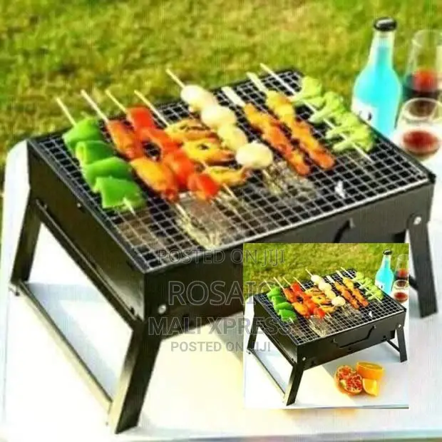 Foldable Barbecue Charcoal Grill Portable Metallic