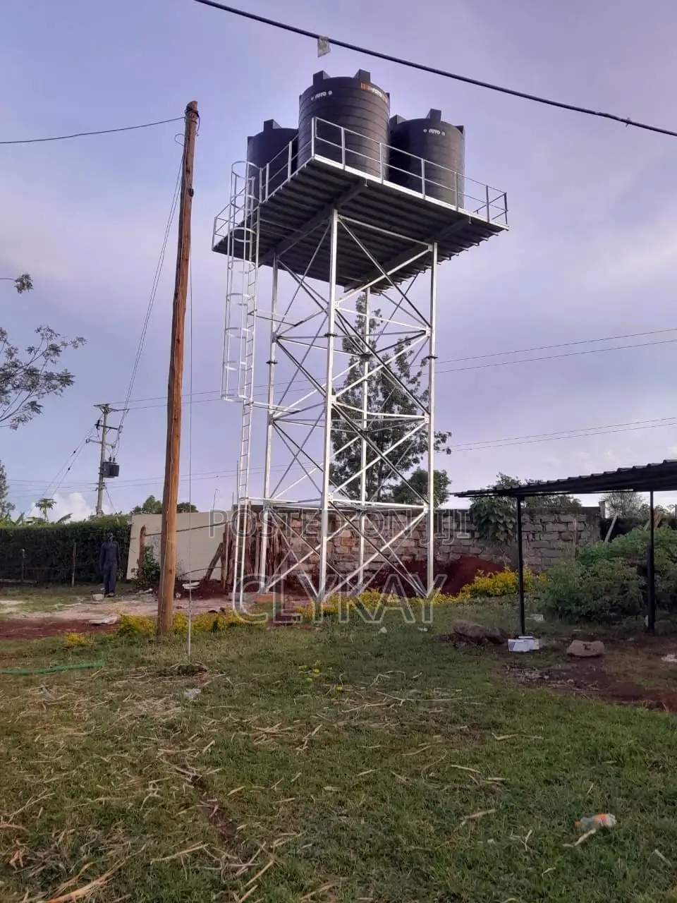 High Elevated Steel Water Tower With Plastic Tanks