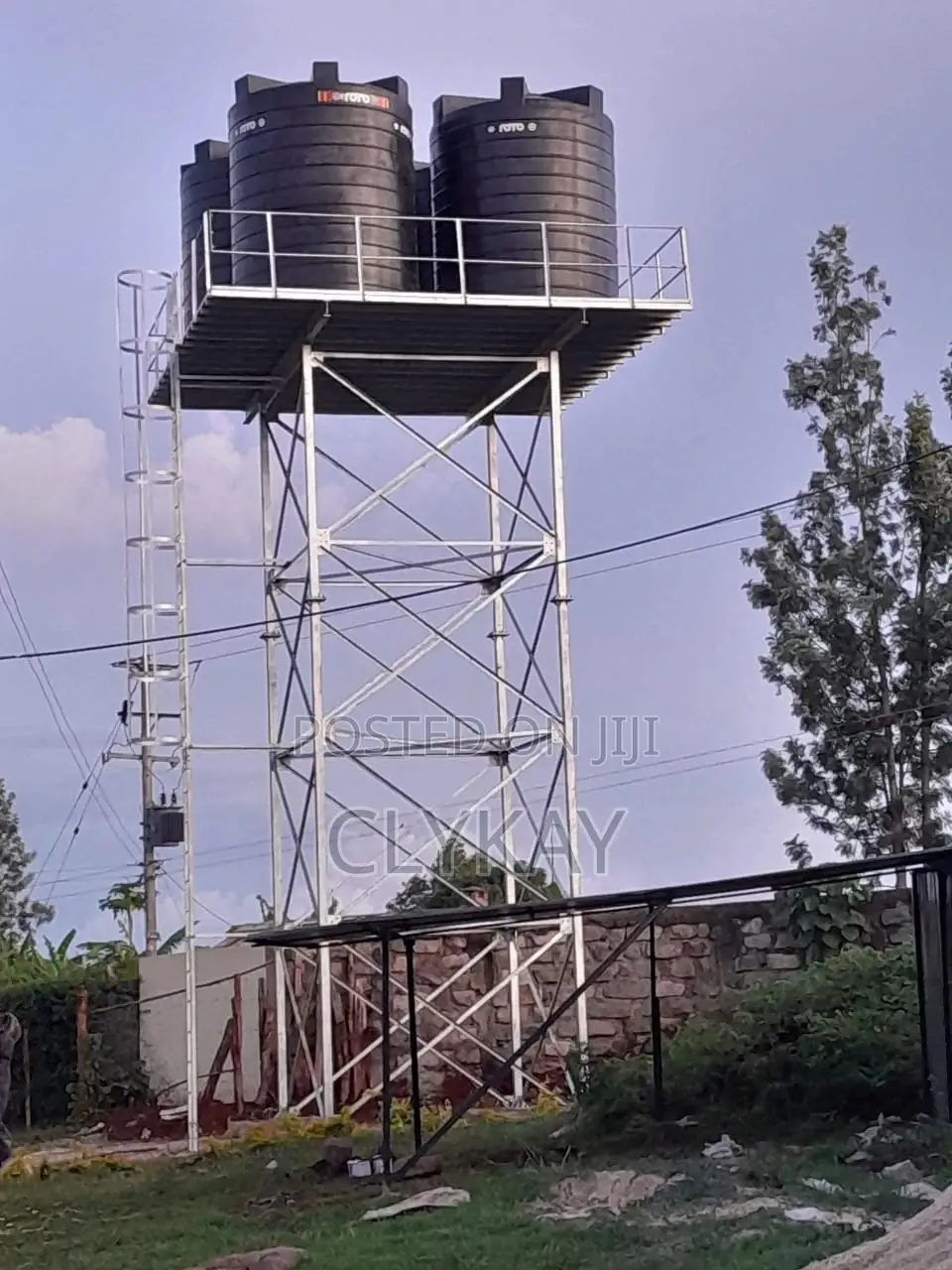 High Elevated Steel Water Tower With Plastic Tanks