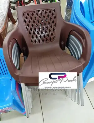 Strong Comfortable Plastic Chair With Metallic Legs.