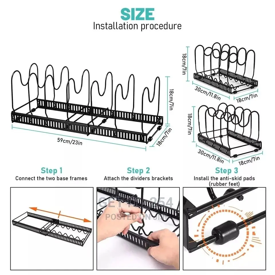 7 Layer Grid Expandable Shelf Organizer for Pots,