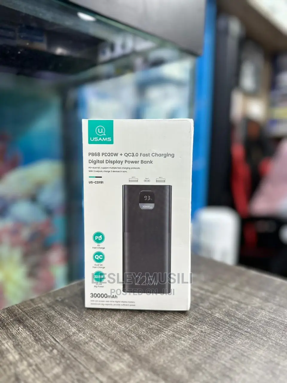 Usams Power Bank Us-Cd191 Pb68 Pd20w + Qc3.0 30000mah