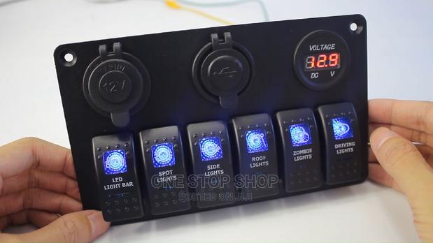 Digital Voltage Display 6 Gang Rocker Switch Panel - main view