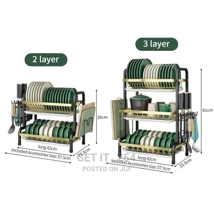 High Quality Heavy Duty 3 Tier Dish Rack With Cutlery Holde