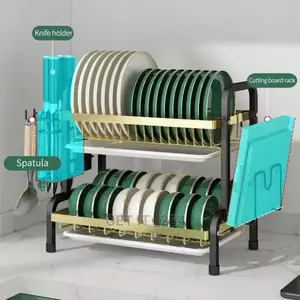 High Quality Heavy Duty 3 Tier Dish Rack With Cutlery Holde