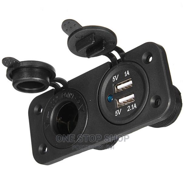 Brand New 2 Usb Charging Port With Cigarette Lighter Port
