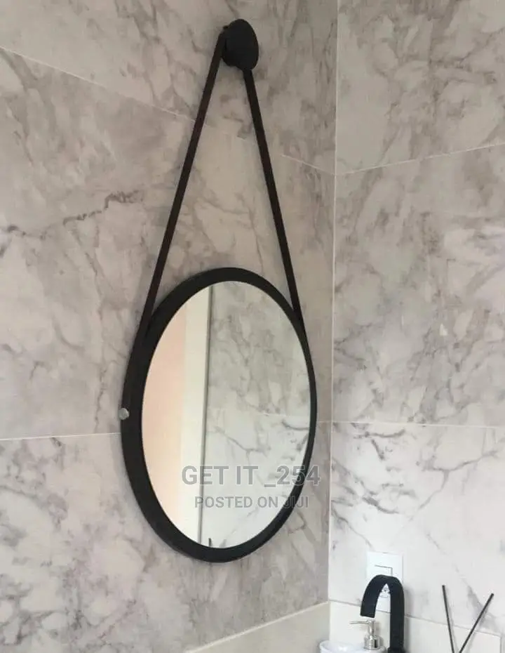Wall Decor Hanging Mirror With Leather Strap
