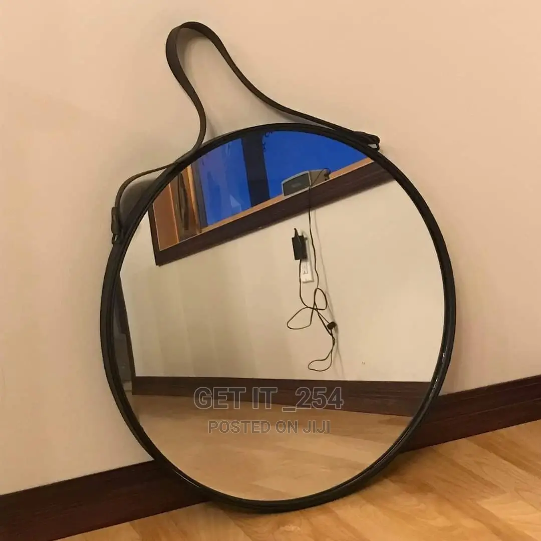 Wall Decor Hanging Mirror With Leather Strap