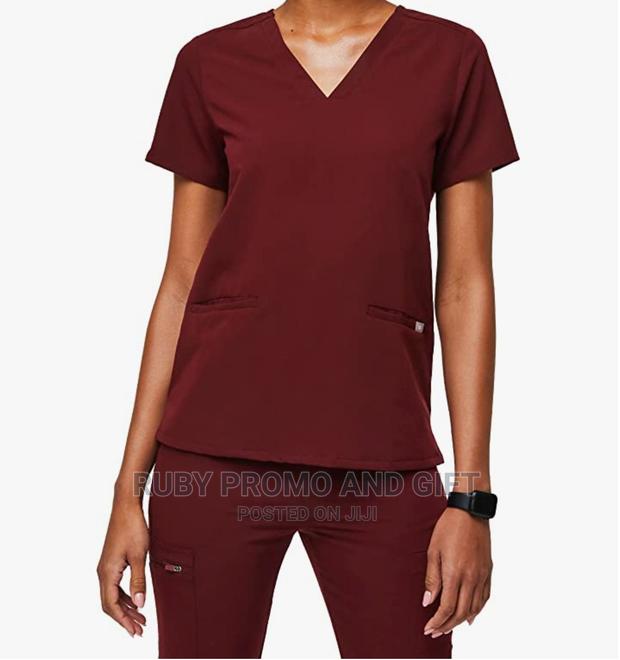 High Quality Maroon Hospital Scrubs - main view