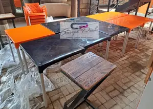 Square Strong Plastic Table With Metal Tubing Legs