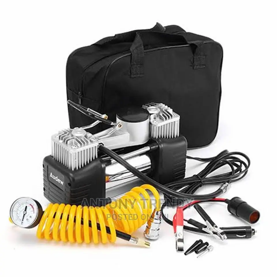 Double Cylinder Car Compressor/Tyre Inflator Black One Size