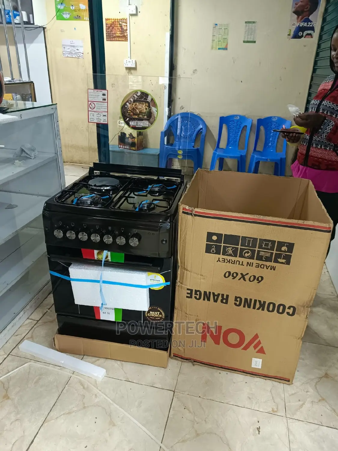 Von 60 by 60 3gas +1 Electric Hotplate, Electric Oven Cooker