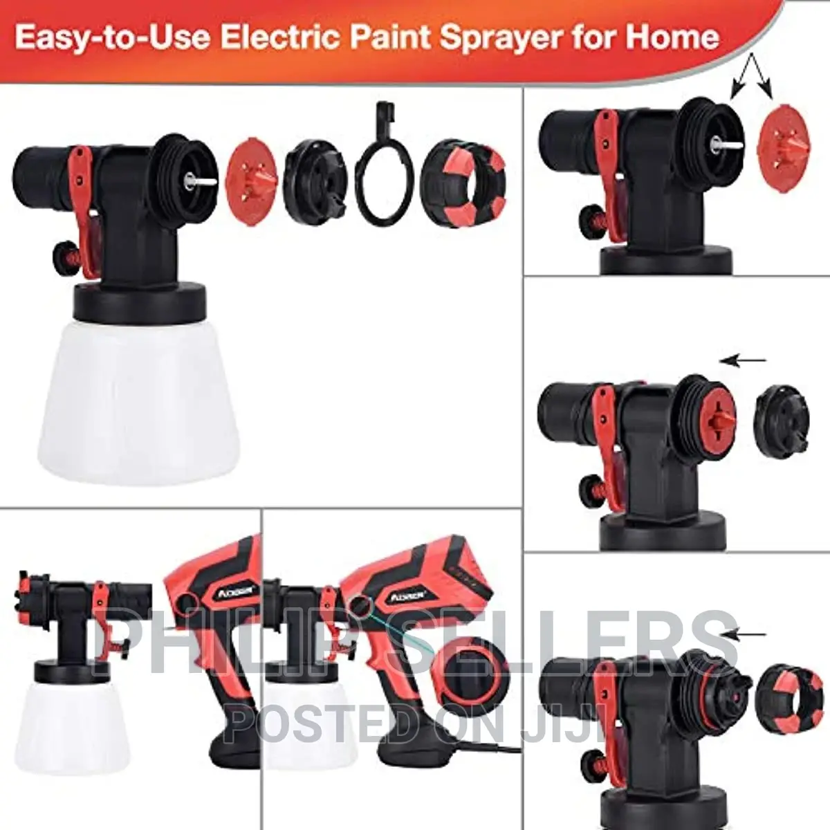 Gun, Electric Paint Gun With 4 Nozzles, 1000ml Container For