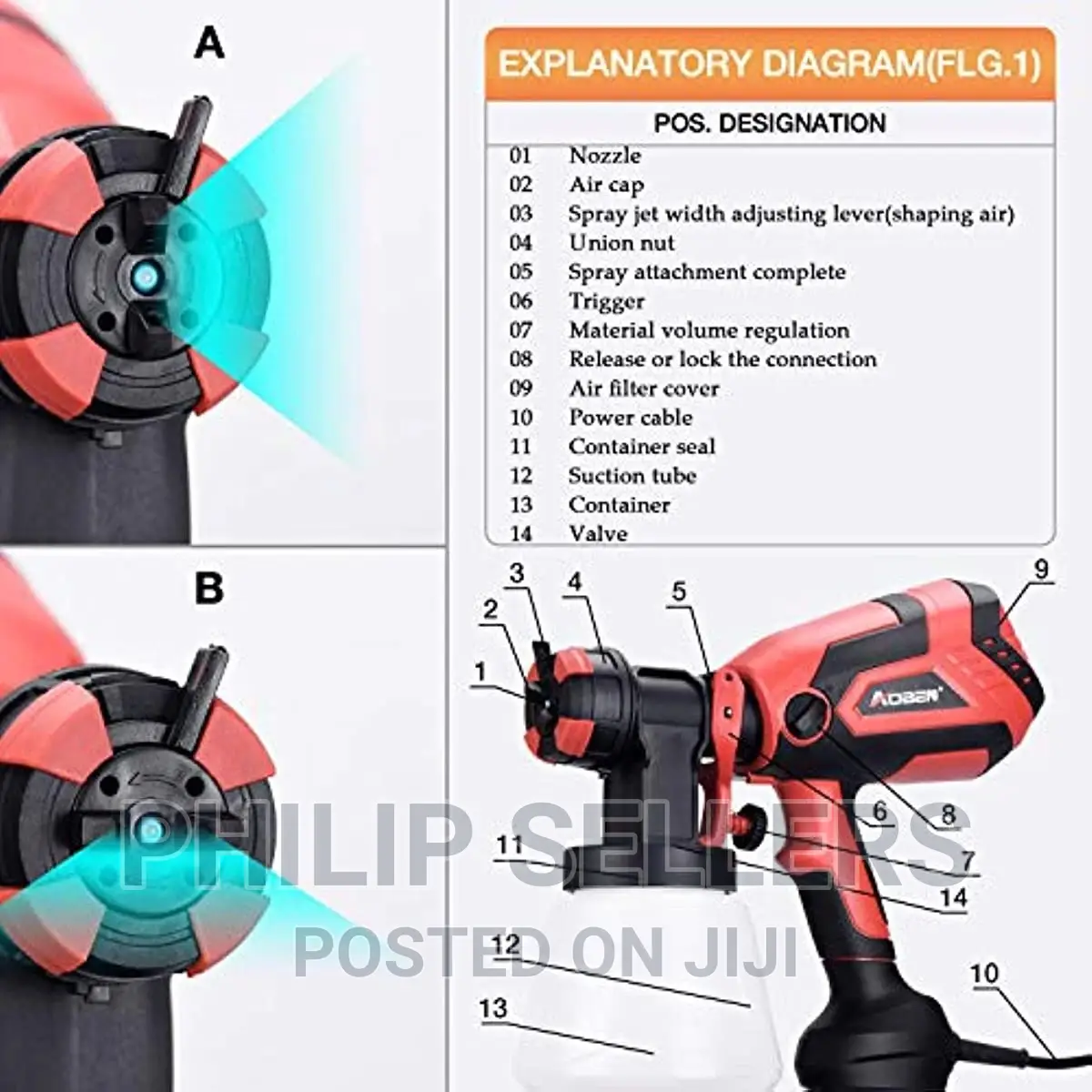Gun, Electric Paint Gun With 4 Nozzles, 1000ml Container For