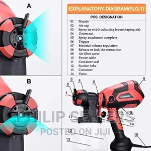 Gun, Electric Paint Gun With 4 Nozzles, 1000ml Container For