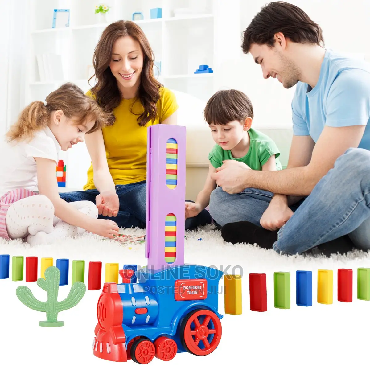 Kids Electric Battery Operated Domino Train Toy Set - 60 PCS