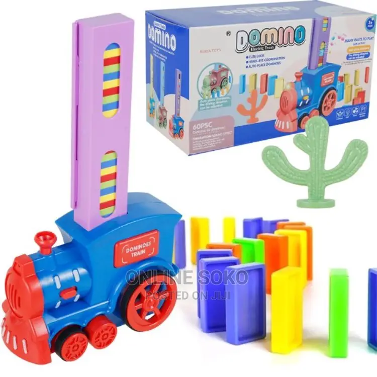 Kids Electric Battery Operated Domino Train Toy Set - 60 PCS