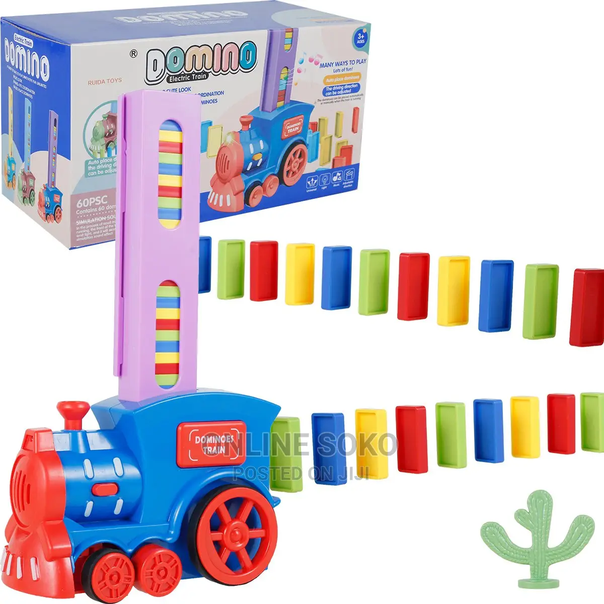 Kids Electric Battery Operated Domino Train Toy Set - 60 PCS