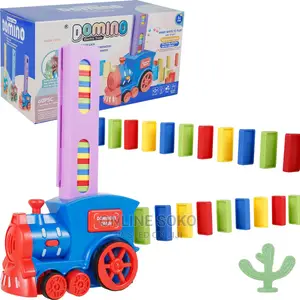 Kids Electric Battery Operated Domino Train Toy Set - 60 PCS