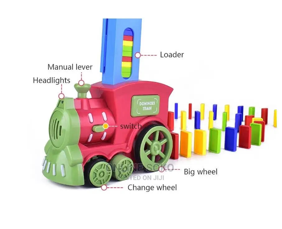 Kids Electric Battery Operated Domino Train Toy Set - 60 PCS