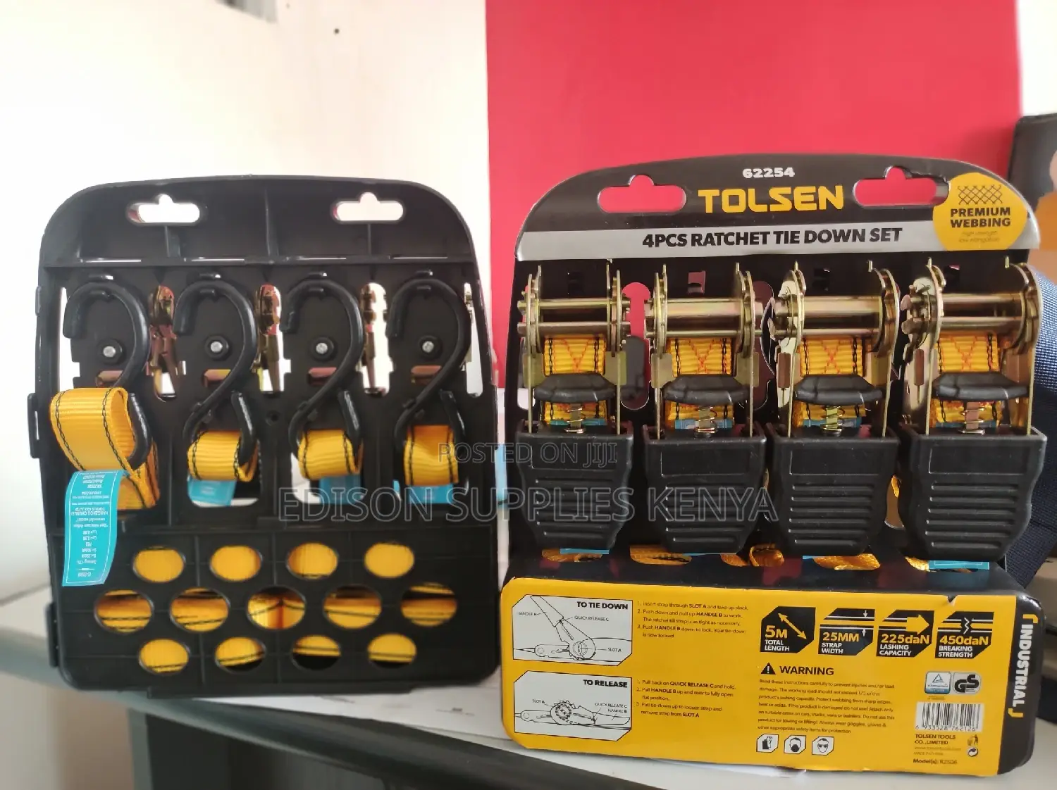 Ratchet Tie Down Set 4pcs Tolsen - Heavy Duty Ratchet Straps