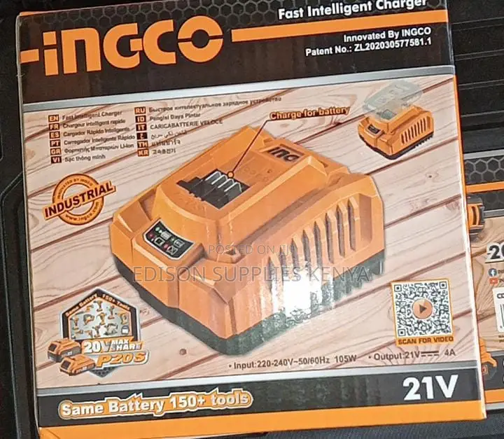 Ingco Charger 21V Fast Intelligent LI-ION Charger Cordless