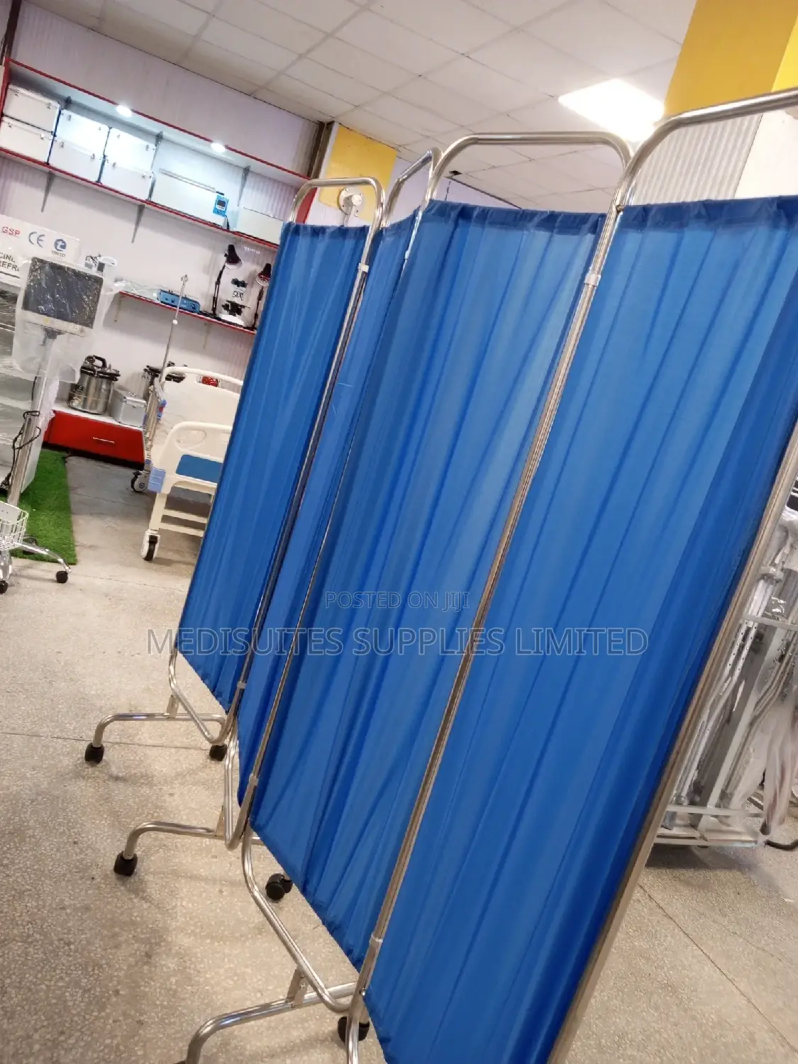 Blue Four Fold Ward Screen