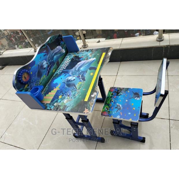 Generic Adjustable Blue Kids Table With a Chair - main view