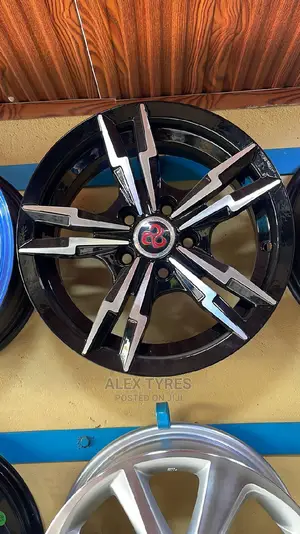 Size 14 Inches Premio Black Slive Alloy Rims Set