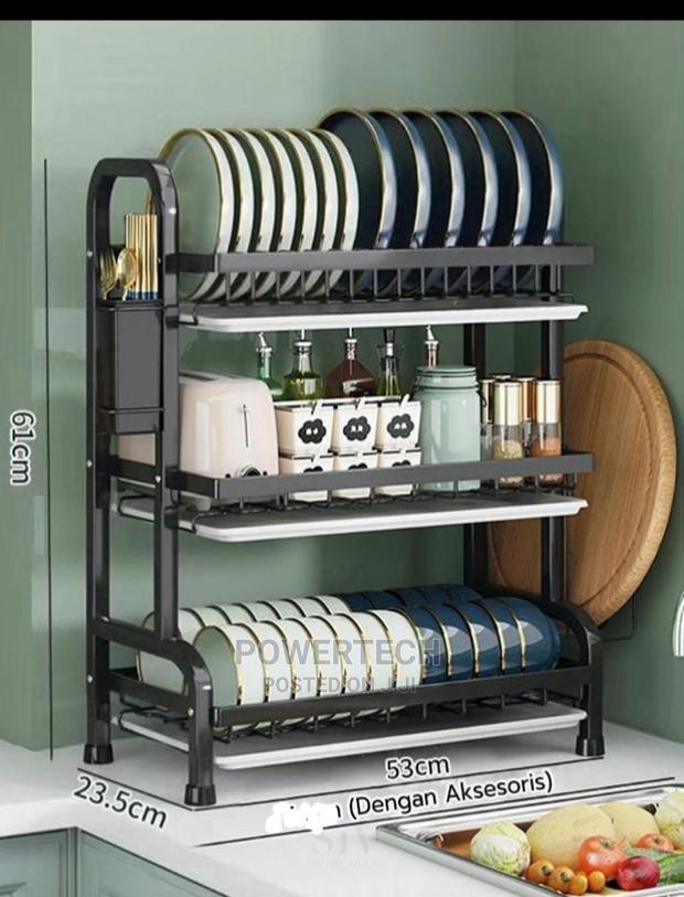3 Tier Dish Rack With Cutlery Holder - main view