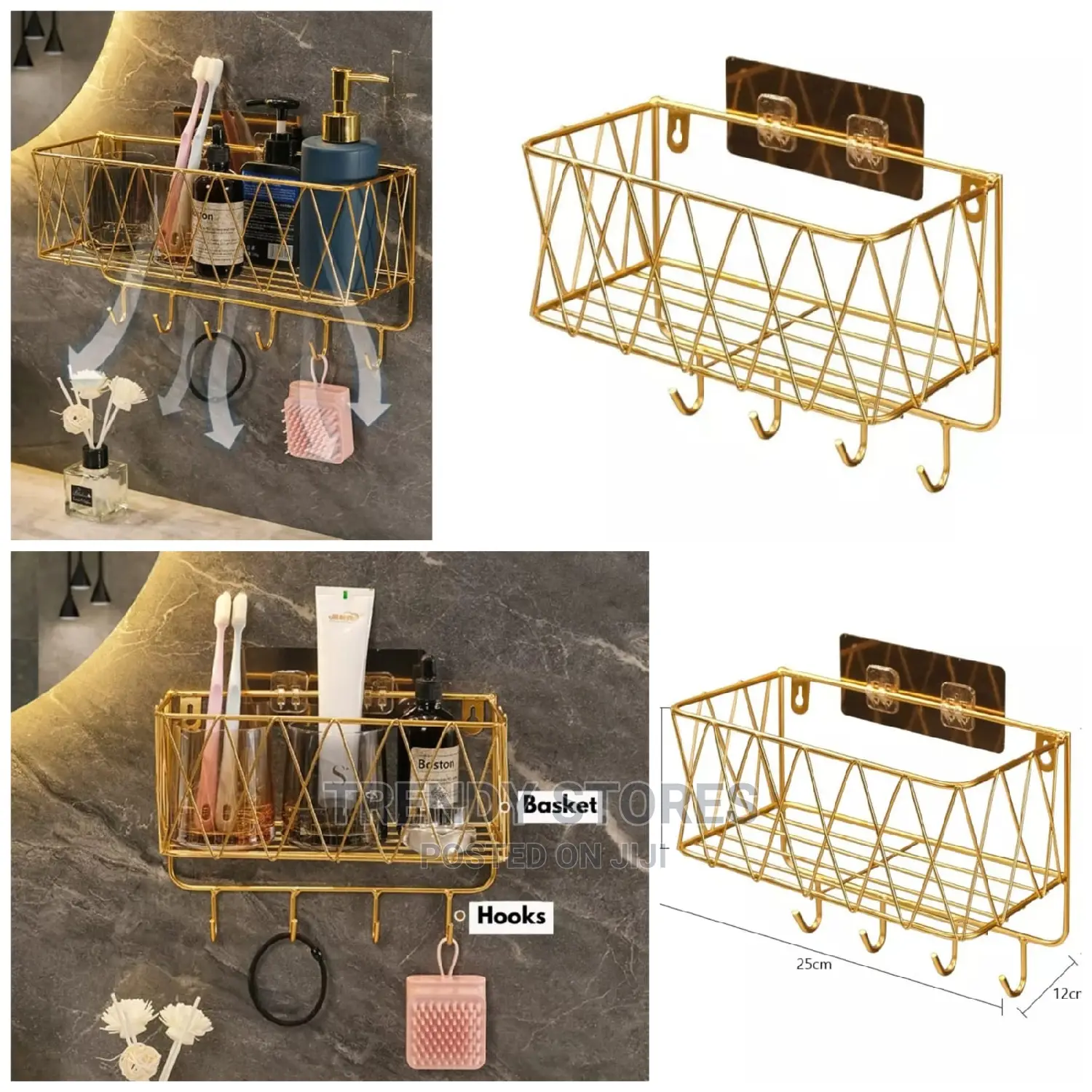 Gold Coated Bathroom Shelf Rack Organizer