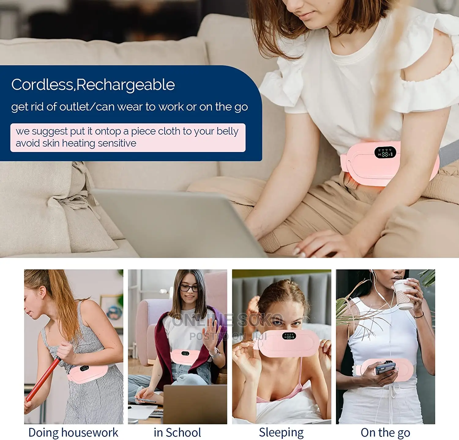 Portable Cordless Heating Pad Menstrual Cramps Pain Relief