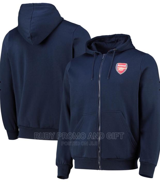 Navy Blue Full Zip Arsenal Football Club Hoodie